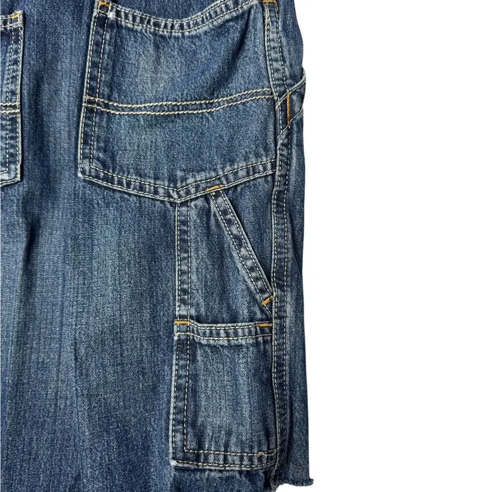 OshKosh B'Gosh Denim VestBak Overall Shortalls Cutoff Distressed Retro 4T